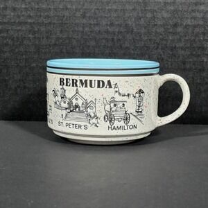 Bermuda Souvenir Landmark Mug Collectible‎ Ceramic Blue Rim Speckled